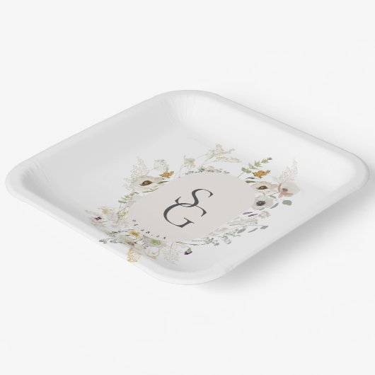 Botanische Hochzeitspapier-Teller Pappteller (Gewinkelt)