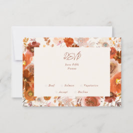 Botanische Hochzeitsrahmen aus Creme und Kupfer RSVP Karte