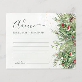 Botanische Hochzeitsratenkarte Winter Greenery