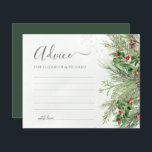 Botanische Hochzeitsratenkarte Winter Greenery<br><div class="desc">Erstelle einen sinnvollen und personalisierten Sake mit diesen schönen Ratenkarten. Diese Karten mit einem charmanten Winterwunder-Design mit Kiefernästen und Beeren bieten den Gästen die Möglichkeit, ihre herzlichen Worte der Weisheit und Unterstützung zu teilen. Es ist eine nachdenkliche und sentimentale Art, den besonderen Tag des Paares zu feiern und eine wertvolle...</div>