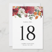 Botanische Hochzeitssemble-Tischnummer Amaryllis (Vorderseite)