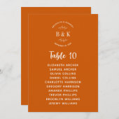 Botanische Hochzeitssitzkarte für Orange Floral Einladung (Vorne/Hinten)