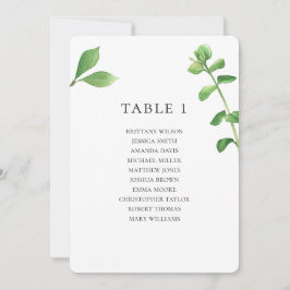 Botanische Hochzeitssitzkarte. Summer-Blätter Einladung