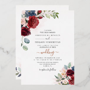 Botanische Hochzeitsskripte Rose Gold Folieneinladung