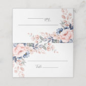 Botanische Hochzeitsstimmung in Rosa Platzkarte (Außenseite Aufgefaltet)