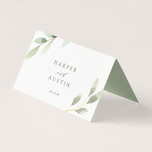 Botanische Hochzeitstisch-Platzkarte der grünen Fo (Rückseite)