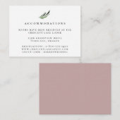Botanische Hochzeitsunterkünfte in Dusty Mauve Begleitkarte (Vorne/Hinten)