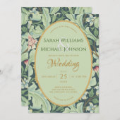 Botanische Hochzeitungs-Grüne Blätter Gold Minze V Einladung (Vorne/Hinten)