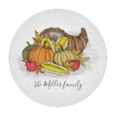 Botanische Holiday Harvest Cornucopia Wasserfarbe Schneidebrett (Vorderseite)