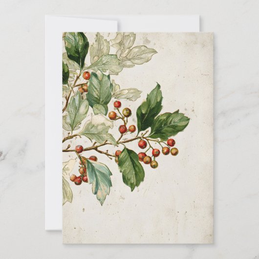 Botanische Holly-Leaf-Studie | Eleganter Saisonsta Einladung (Vorderseite)