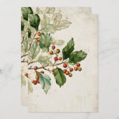 Botanische Holly-Leaf-Studie | Eleganter Saisonsta Einladung (Vorne/Hinten)