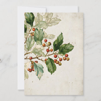 Botanische Holly-Leaf-Studie | Eleganter Saisonsta Einladung