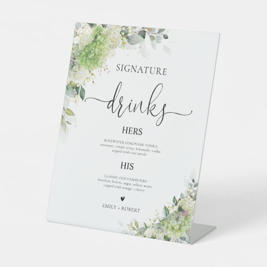Botanische Hortensien Signature Drinks Schild (Vorderseite)
