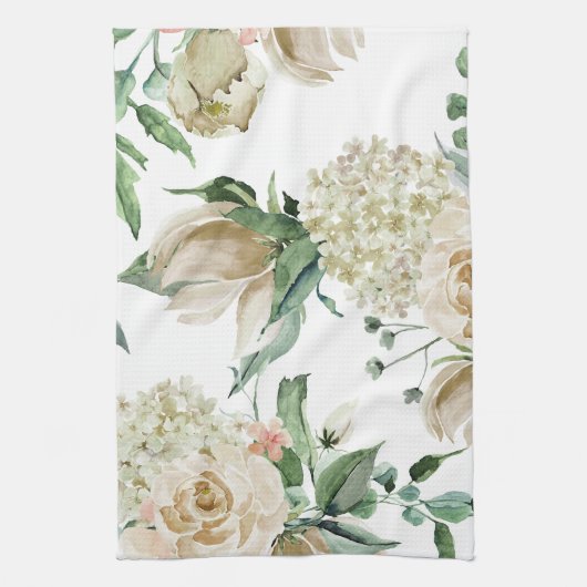 Botanische hübsche Creme Geschirrtuch (Vertikal)