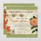 Botanische Hummingvögel Kamelien Save the Date Einladung (Vorne/Hinten)