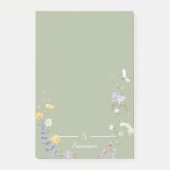 Botanische Hütte der Mongram Green Floral Butterfl Post-it Klebezettel (Vorderseite)