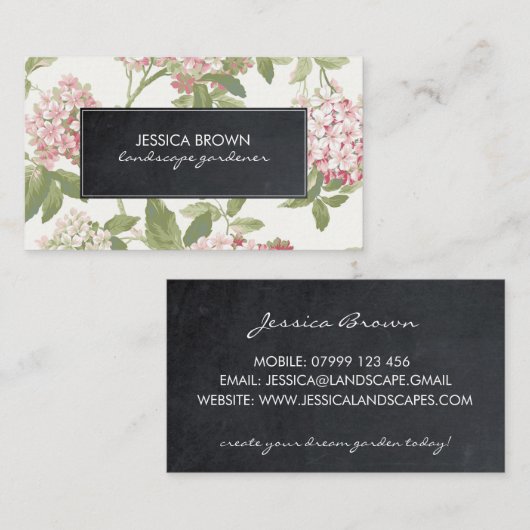 botanische Hydrangea-mit BlumenVisitenkarte Visitenkarte (Vorne/Hinten)
