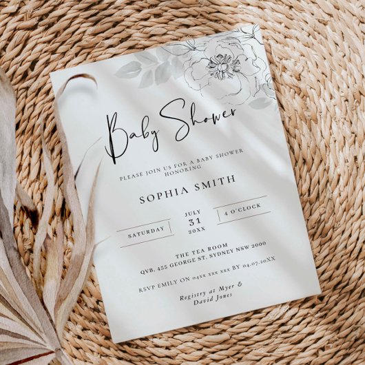 Botanische Illustration Kinderdusche Einladung