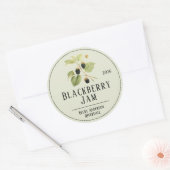 Botanische Illustration Light Green BlackBerry Jam Runder Aufkleber (Umschlag)