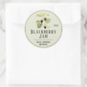 Botanische Illustration Light Green BlackBerry Jam Runder Aufkleber (Tasche)