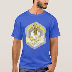 Botanische Illustration Taglilie in Grau und Gelb T-Shirt