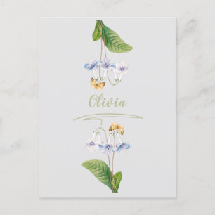 Botanische Illustration Vintager Blütenschmetterli Postkarte