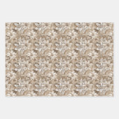 Botanische Illustrationen und beige-weiße Damast Geschenkpapier Set (Vorderseite 3)