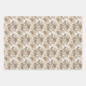Botanische Illustrationen und beige-weiße Damast Geschenkpapier Set (Vorderseite 2)