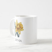 Botanische Illustrations-Tasse - Gelbe Narzisse Kaffeetasse (Vorderseite Links)