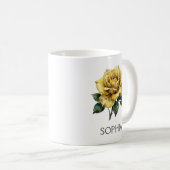 Botanische Illustrations-Tasse - Gelbe Rose Kaffeetasse (VorderseiteRechts)