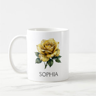 Botanische Illustrations-Tasse - Gelbe Rose Kaffeetasse