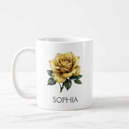 Botanische Illustrations-Tasse - Gelbe Rose Kaffeetasse (Links)