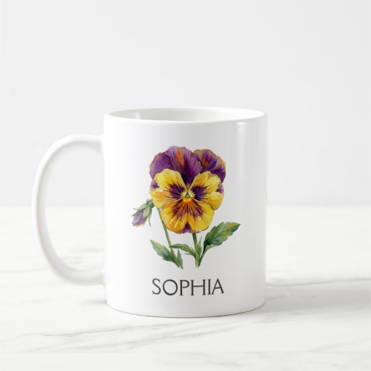 Botanische Illustrations-Tasse - Gelbe Stiefmütter Kaffeetasse (Links)