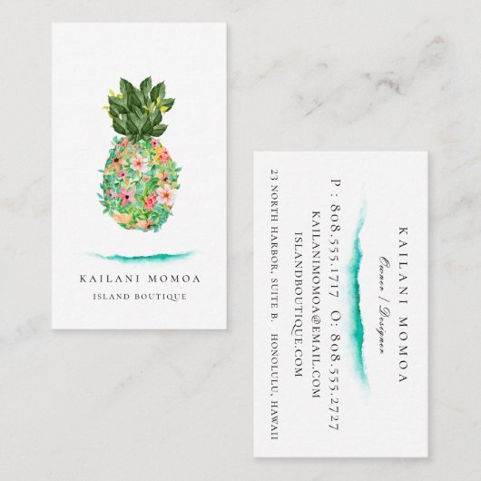 Botanische Insel-Ananas Visitenkarte (Vorne/Hinten)