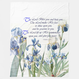 Botanische Iris-Blumen-Blumenbibel-Segen Fleecedecke