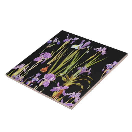 Botanische Iris-Blumen-Blumeniris Fliese (Seite)