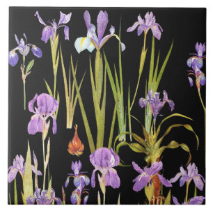 Botanische Iris-Blumen Florale Schwertlilien Fliese