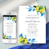 Botanische italienische Hochzeitlemonen Wasserfarb Einladung