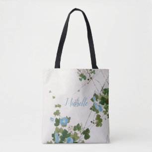 Botanische Japanische Aquarellblaue Blume Tasche
