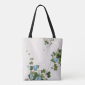 Botanische Japanische Aquarellblaue Blume Tasche (Rückseite)
