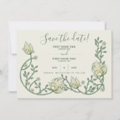 Botanische Jugendstil-hübsche Schrift Save The Date (Vorderseite)