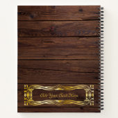Botanische Jugendstil-Motive Buchcover Holz Gold Notizblock (Rückseite)