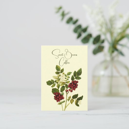 Botanische Kaffee Bean Stem Business Card Visitenkarte (Stehend Vorderseite)