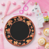 Botanische Kakaostreifen und Ahorn-Blätter Schwarz Pappteller (Party)