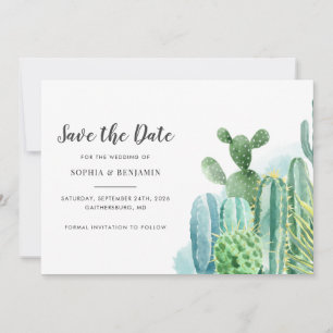 Botanische Kakteen Watercolor Sukkulente Hochzeit Save The Date