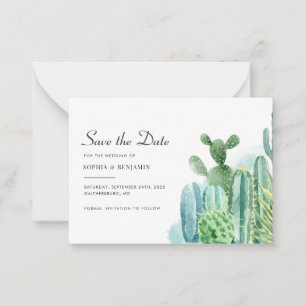 Botanische Kaktus-Aquarell-Sukkulenten-Hochzeit Sa Mitteilungskarte