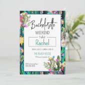 Botanische Kaktus + Florals I Einladung (Stehend Vorderseite)