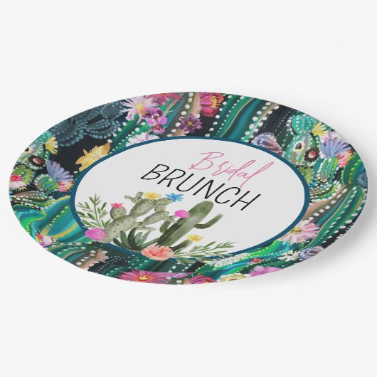 Botanische Kaktus + Florals I Plate Pappteller (Schrägansicht)