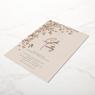 Botanische Kalligrafie Beige Folien-Hochzeitseinla Folieneinladung