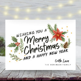 Botanische Kalligrafie Frohe Weihnachten Non-Foto